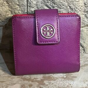 Tory Burch Wallet Purple with Pink Interior